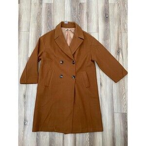 NEW Women's Lush Brand Long Pea Coat Camel Brown ~ 100% Polyester